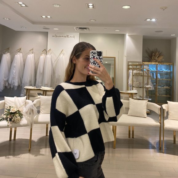 Black and White Checkered Sweater - Picture 3 of 5